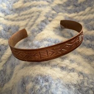 Vintage Copper Wrap Bracelet Stamped Navajo Design